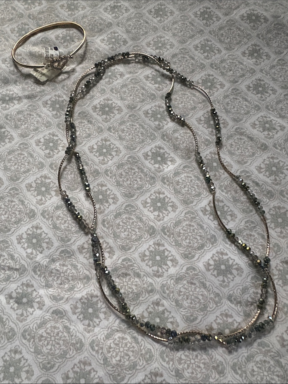 Gold Long Beaded Station Necklace